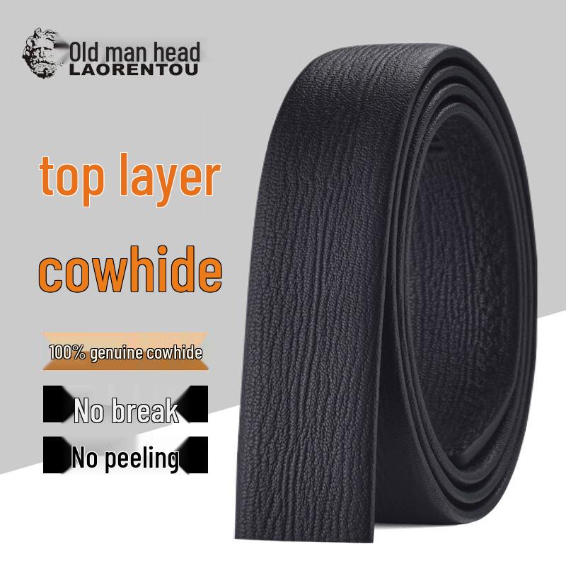 LAORENTOU Men s Genuine Leather Belt Strap (Buckle Not Included) 115-125cm (Adjustable)