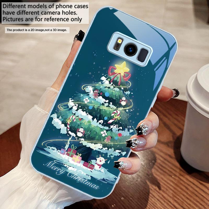 Albero di Natale Decorato Per Samsung S25 S25 Edge S25Ultra S8 9 S10 20 U ltra S21 Pro 22 Plus S23 FE S24 Ultra Custodia in Vetro per Telefono