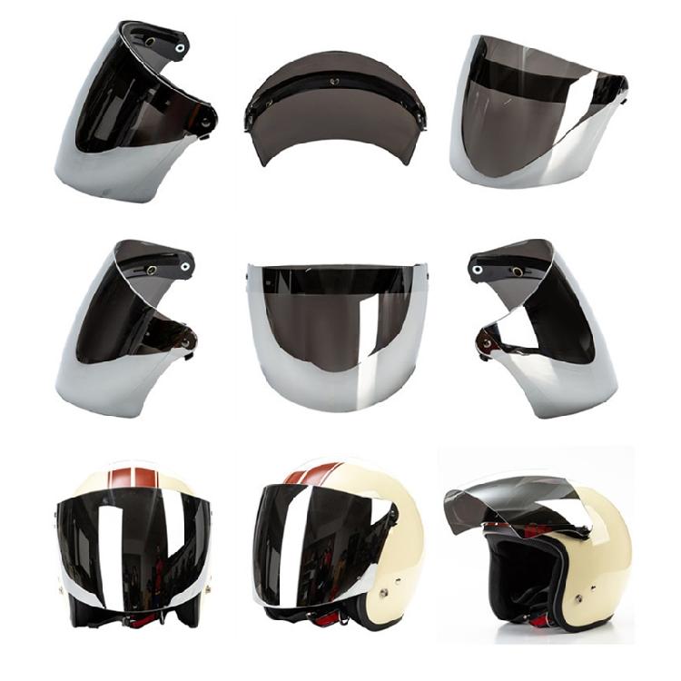 3-snap Open Face Helmet Bubble Visor for Sun Shade Protector for Motorcycle Ridi