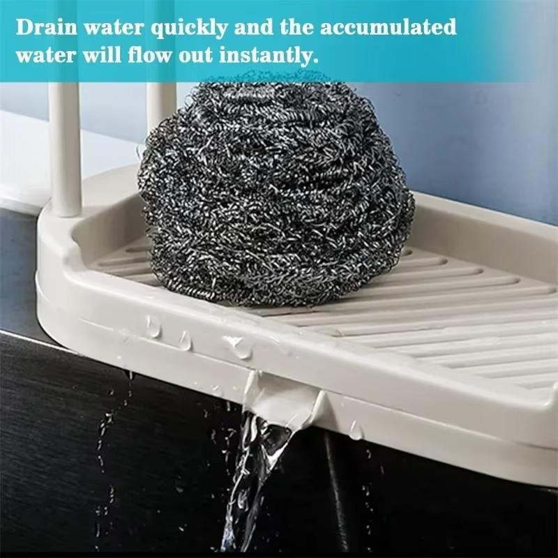 Kitchen Rag Drain Rack Multi-functional Dish Cleaning Tool Storage Rack Clean Towel Rod Kitchen Sink Washing Cloth Drain Rack