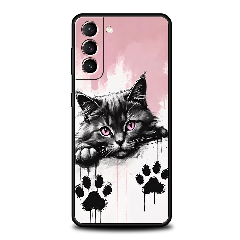 Daily Life of Cute Cats Phone Case For Samsung Galaxy S26 Ultra S25 Plus S24 FE S23 S22 5G S21 S20 Cover Black Soft