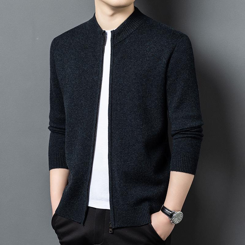 

Brand Men s 100% Wool Half-High Collar Zipper Cardigan for Autumn/Winter 2025 - Warm Sweater for Young & Middle-Aged Men XL - 190/100A