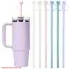 Paille de Rechange en Silicone avec Embout de Paille Paille Longue Réutilisable Paille pour Tasse Stanley 20/30/40oz Accessoires