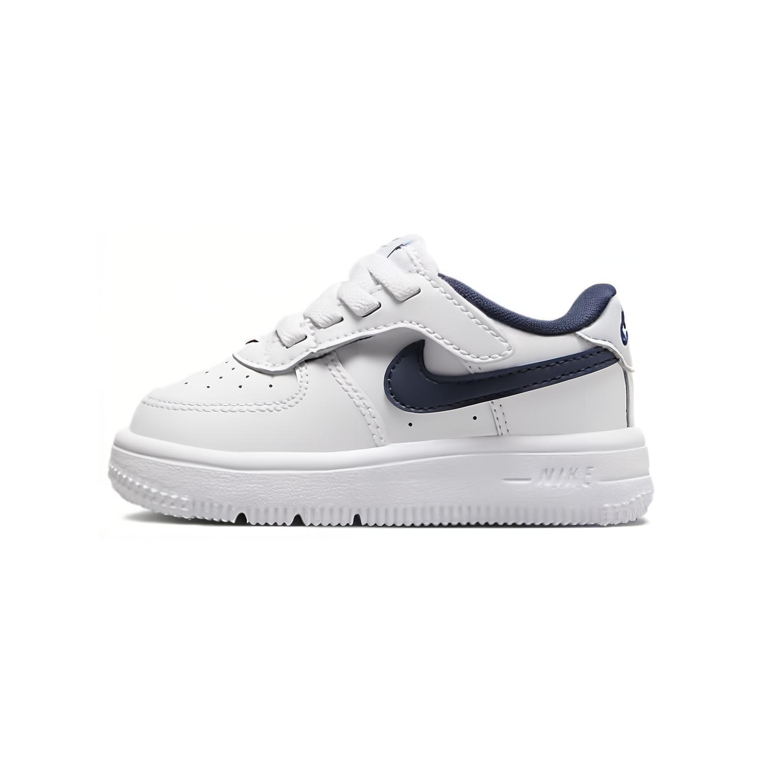 

Nike Force 1 Low EasyOn TD Белые полуночно-синие детские кроссовки Футбол-серый FN0236-104 23.5