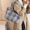 Women Faux Fur Solid Color Casual Shopper Tote Bag Winter Imitation Rabbit Hair Handbag Large Capacity Soft Shoulder Bag