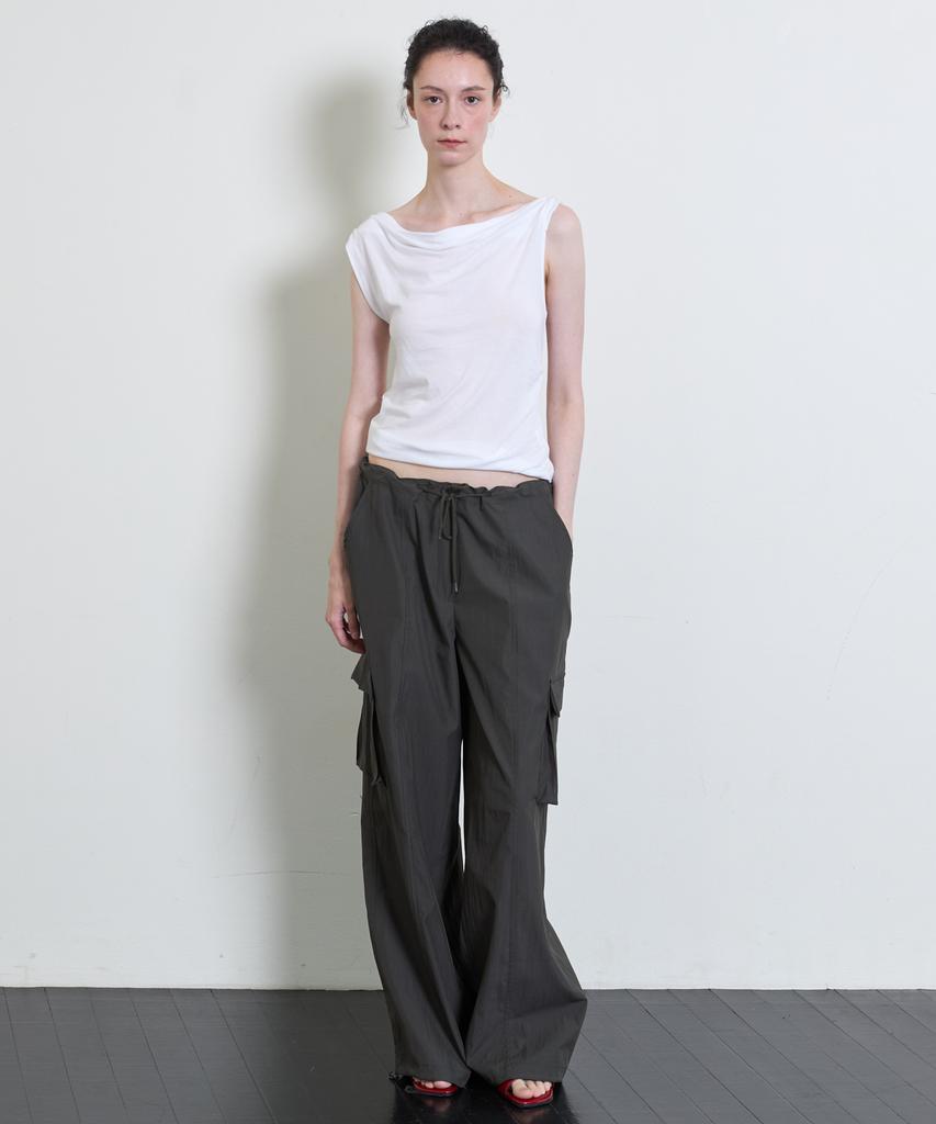 NUBELEU Jersey Draped Top Ivory