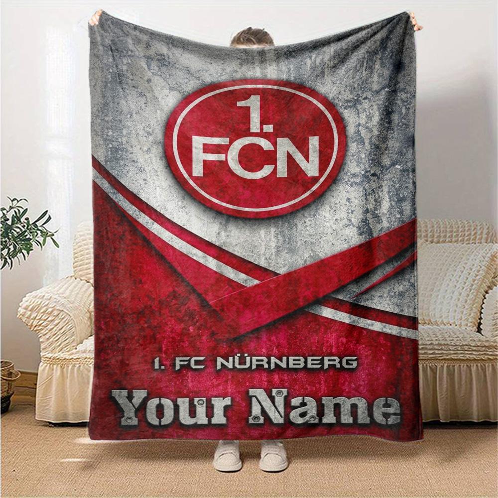 Name Custom 1.FC Nürnberg Logo Print Flannel Blanket High Quality Warm Comfortable Cover for All Seasons Perfect for Gifts Home Decor