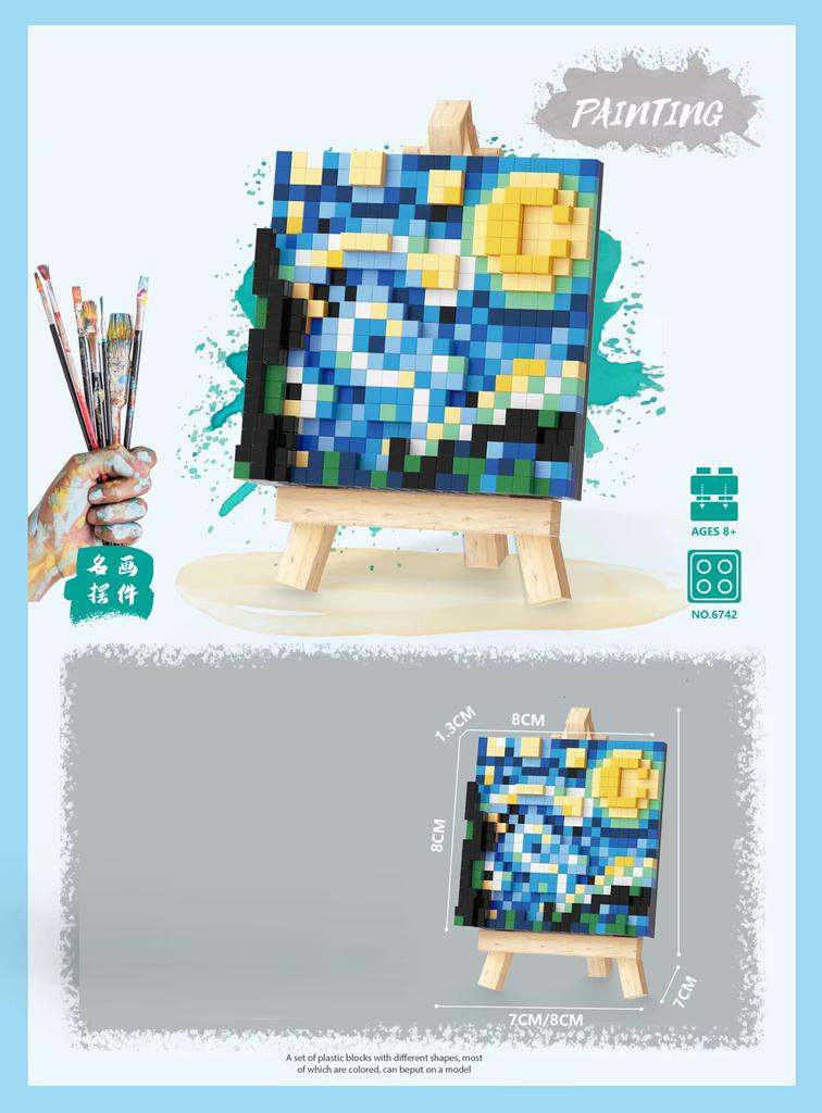 World Famous Van Gogh Paintings Micro Diamond Block Netherlands Toys The Starry Night Collection Small Construction Brick With Light