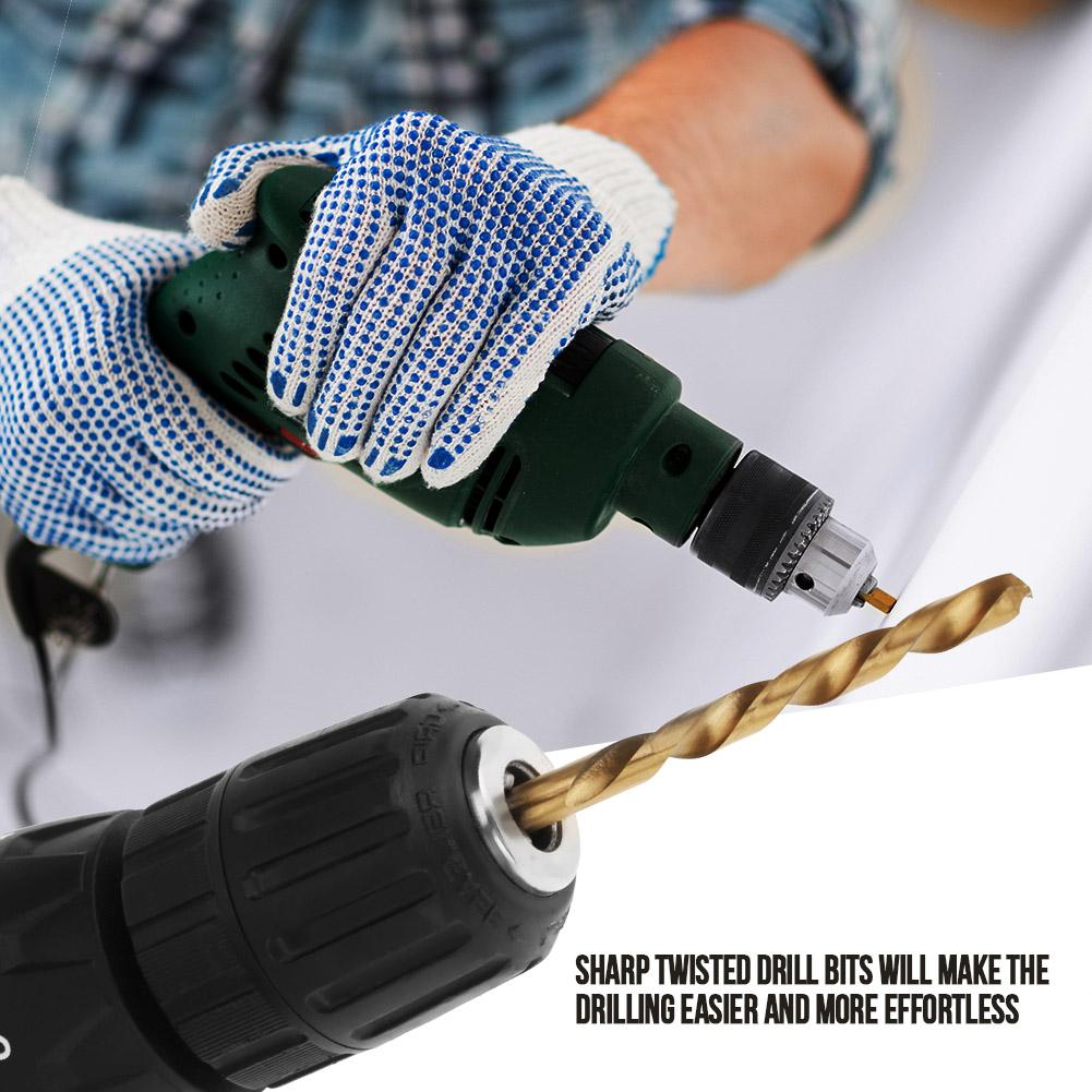 13Pcs 1.56.5mm High Speed Steel Titanium Coated Twist Drill Bits Set Tool with Round Handle