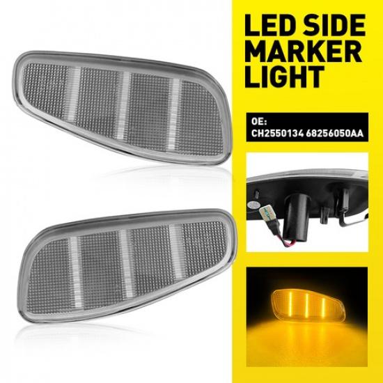 Front LED Lights Marker Side Clear Lens For 2015- Jeep Renegade 68256050AA