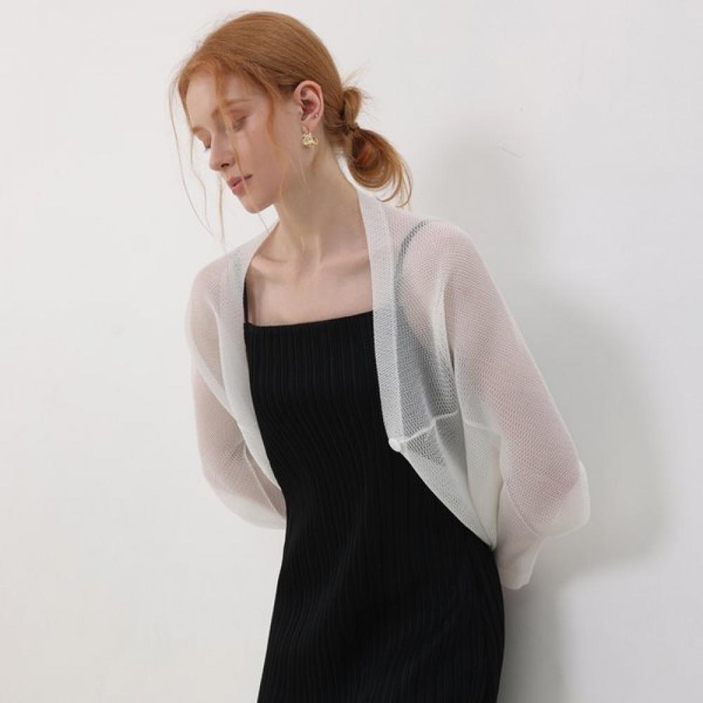 Plytsmood Lucy Mesh Cardigan Pleats FREE/IVORY