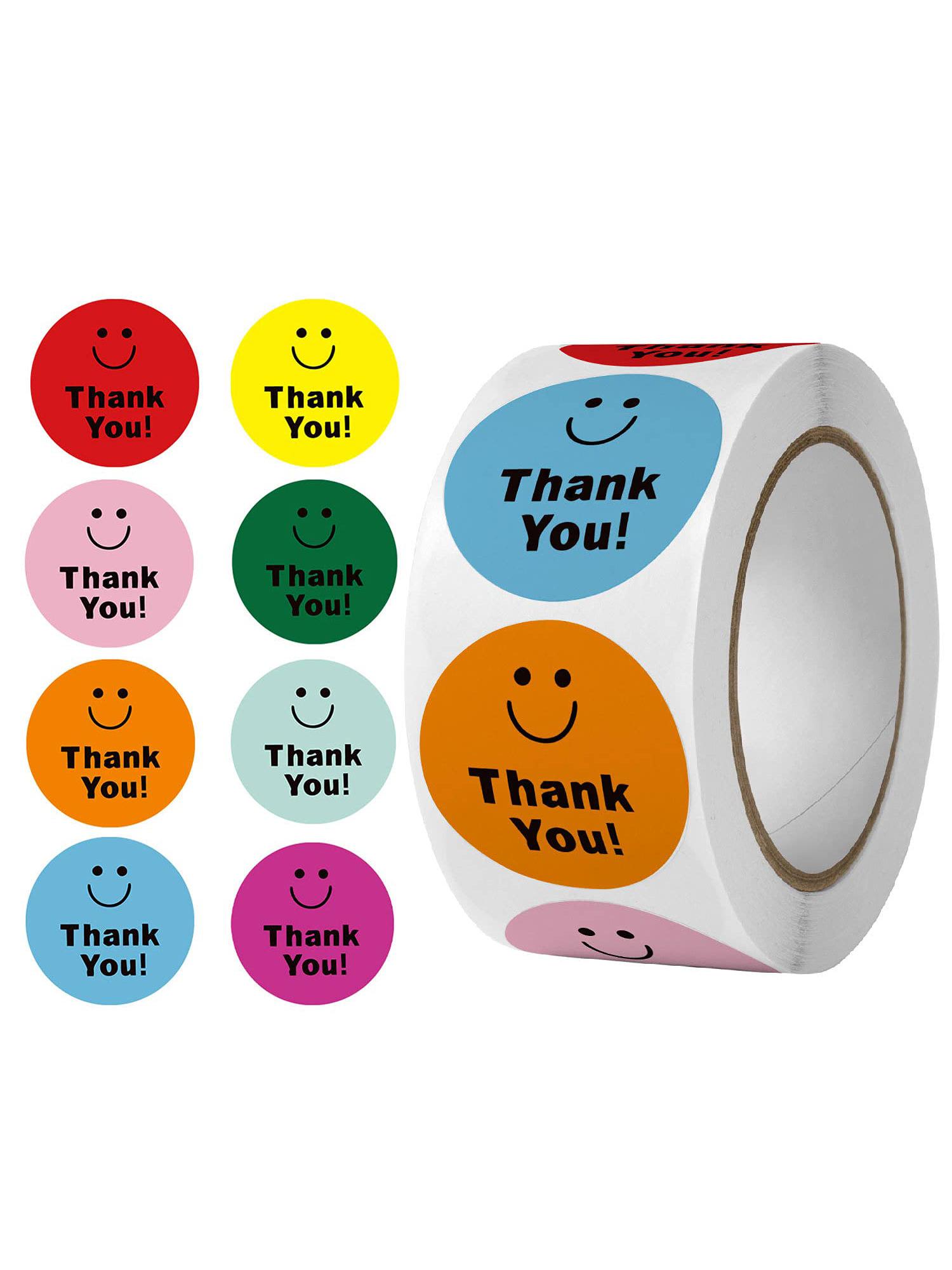 

500 шт. Наклеек «Спасибо» 8 дизайнов Цветные Смайлики 1 дюйм Наклейки «Спасибо» для упаковки Наклейки «Спасибо» для выпечки