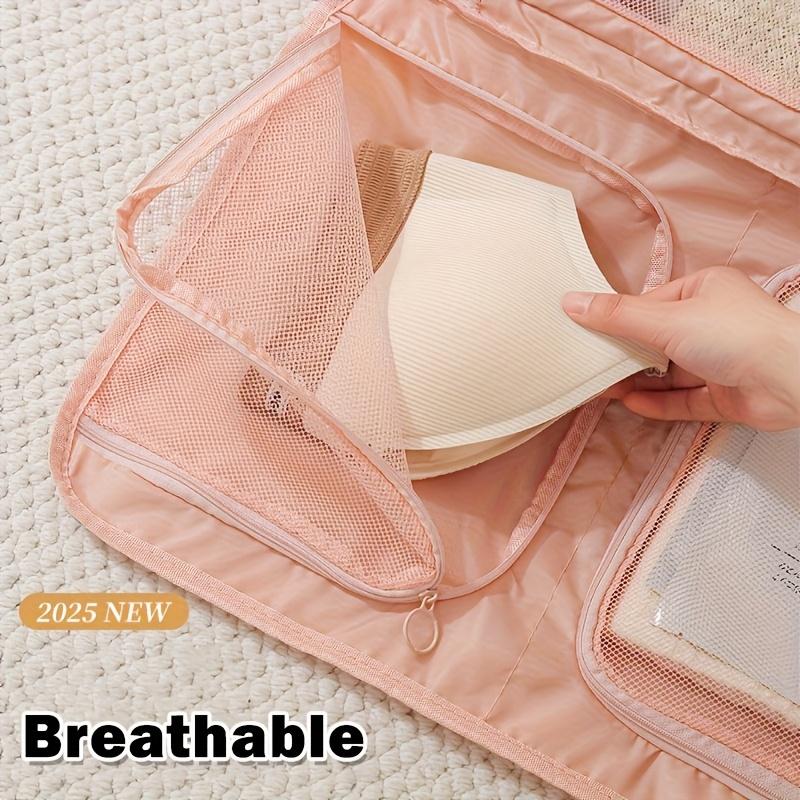 1pc Travel Portable Clothing Storage Bag Large Capacity 3 Pocket Breathable Mesh Bag for Underwear Organizer Bag Luggage Storing