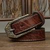 3.8CM Thick Cowhide Copper Buckle Genuine Leather Casual Jeans Belt Men High Quality Retro Luxury Male Strap Waistband Designer