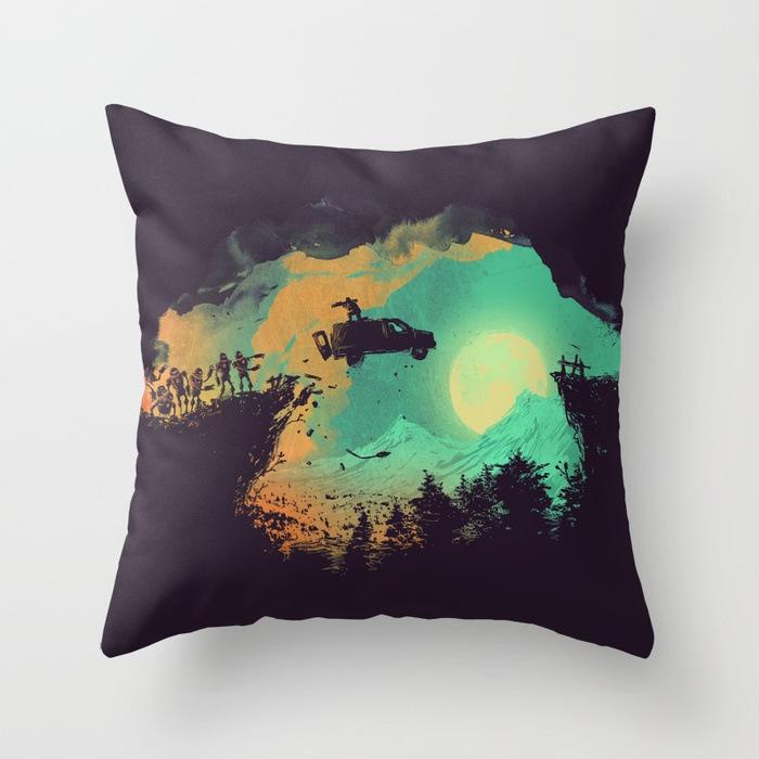 Car Waist Pillow Sofa Pillow Case Cartoon Sunrise Pattern Car Cushion Pillow Soft