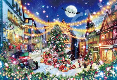 Epoch Quebra-cabeça de 300 peças Fantastic Art Holy Night of Rothenburg 26×38cm 28-402s com cola e espátula