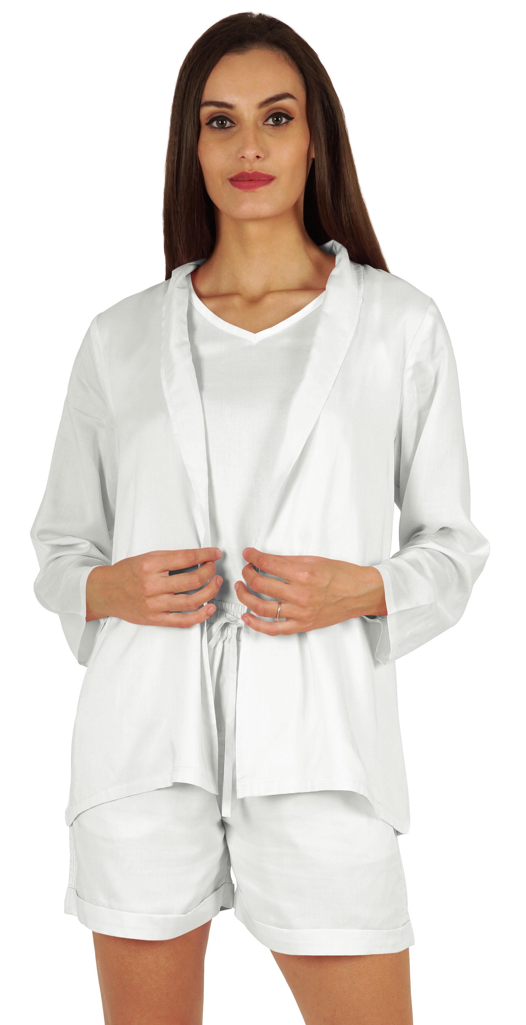 

Inkmeso Елегантний набір болеро та шортів для жінок, 3 предмети, домашній одяг, літо XX-Large білий