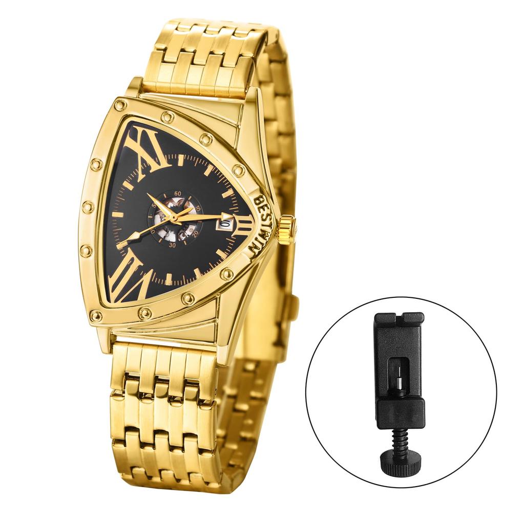 Triangular Funny Waterproof Roman Alphabet Analog Calendar Stainless Steel Antique Silver Gold Accessories Birthday Anniversary Christmas Day Present