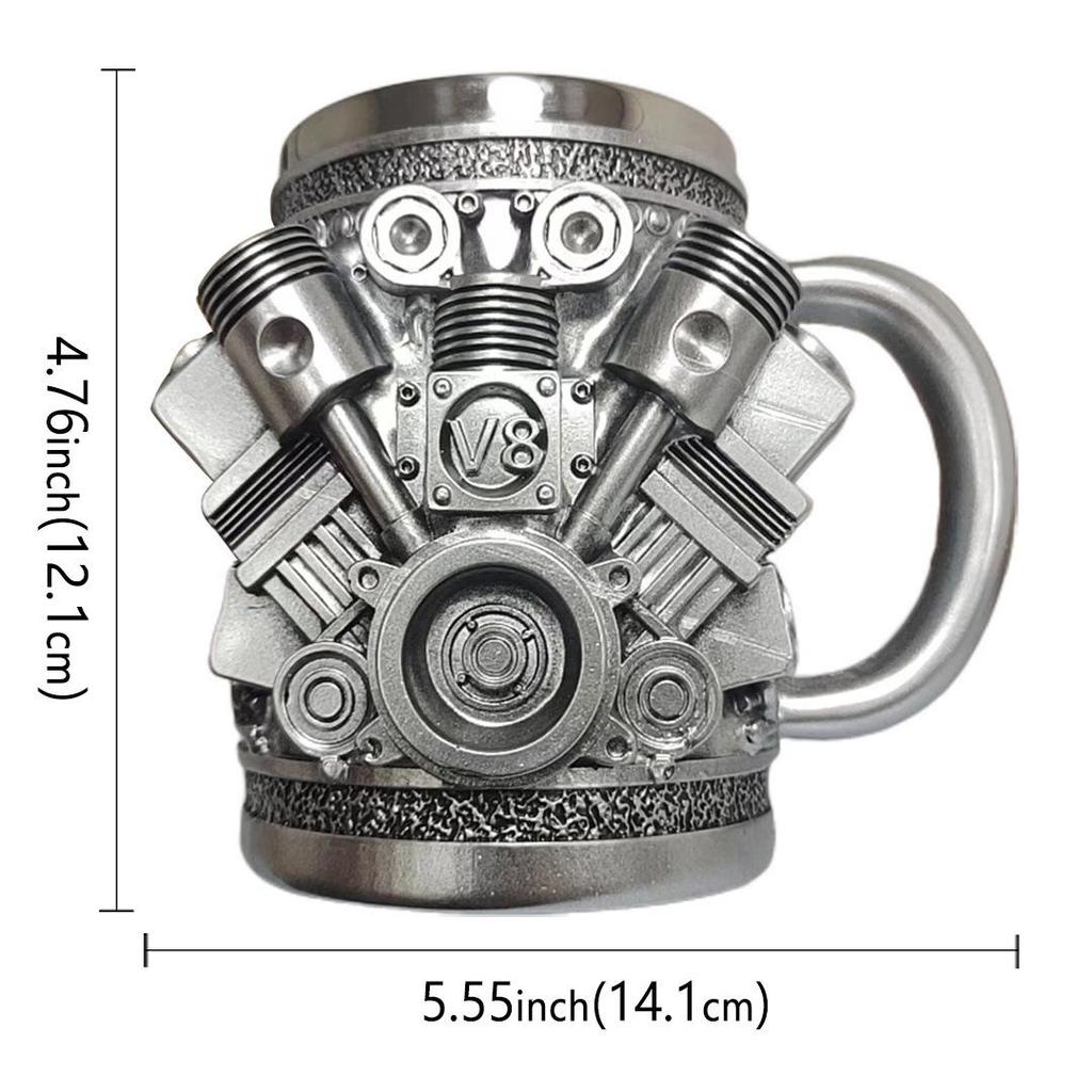 V8 Cup V6 Creative Resin Mug: High-End Mechanical Engine Ornament