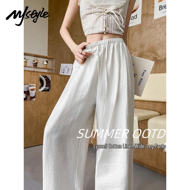 Women s Tencel Linen Wide-Leg Pants L