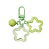 6.5cm Alloy Colored Hollow Out Dual Five Pointed Star Bell Keychain