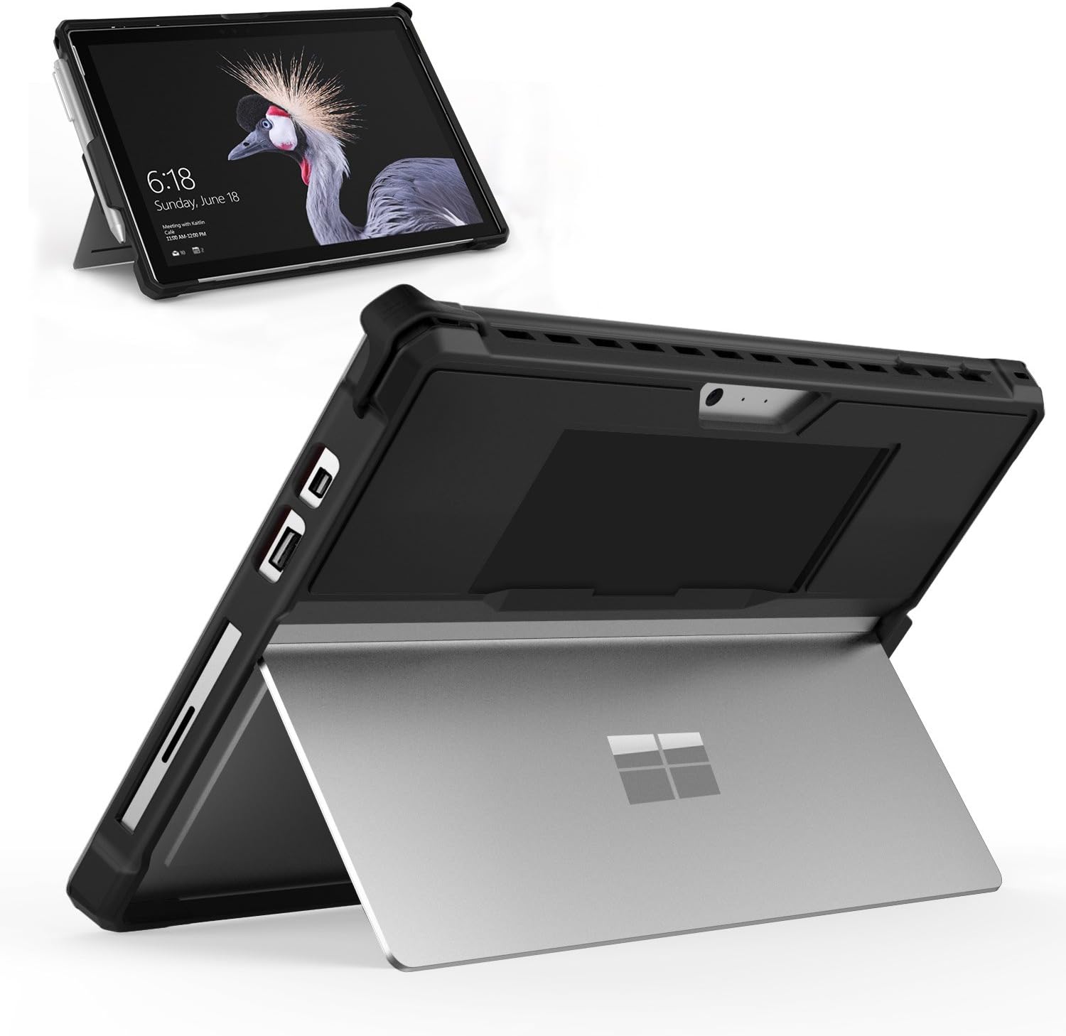 

MoKo Case For Microsoft Surface Pro 7 Plus/Pro7/Pro 6/Pro 5/Pro /Pro 4/Pro LTE,All-in-One Protective Rugged Cover Case Surface Pro 7 6 5 4 чорний