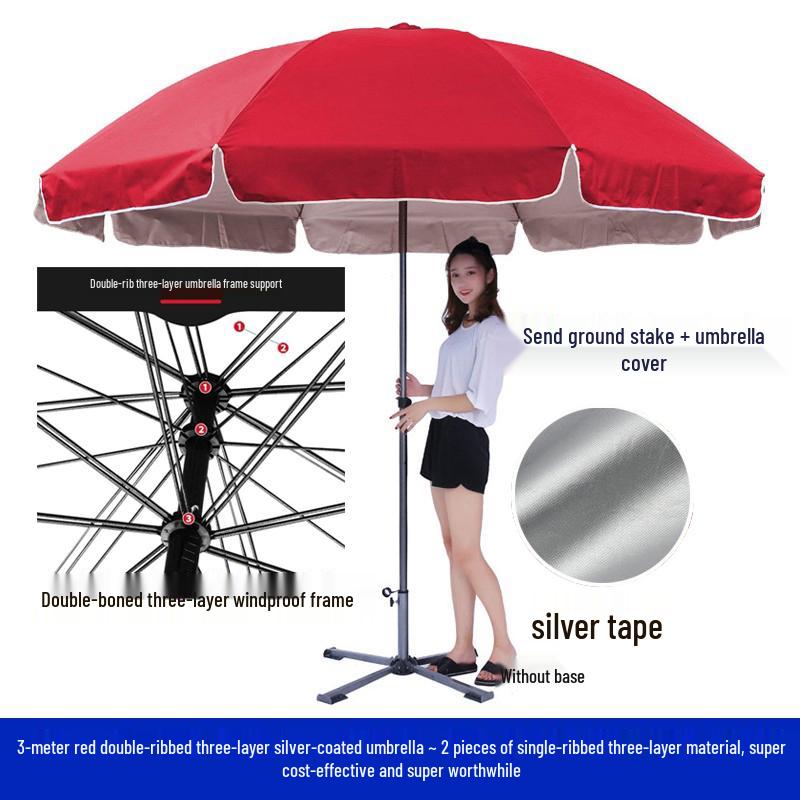 Custom Logo Double Bone Outdoor Sunshade Umbrella with Fast Shipping