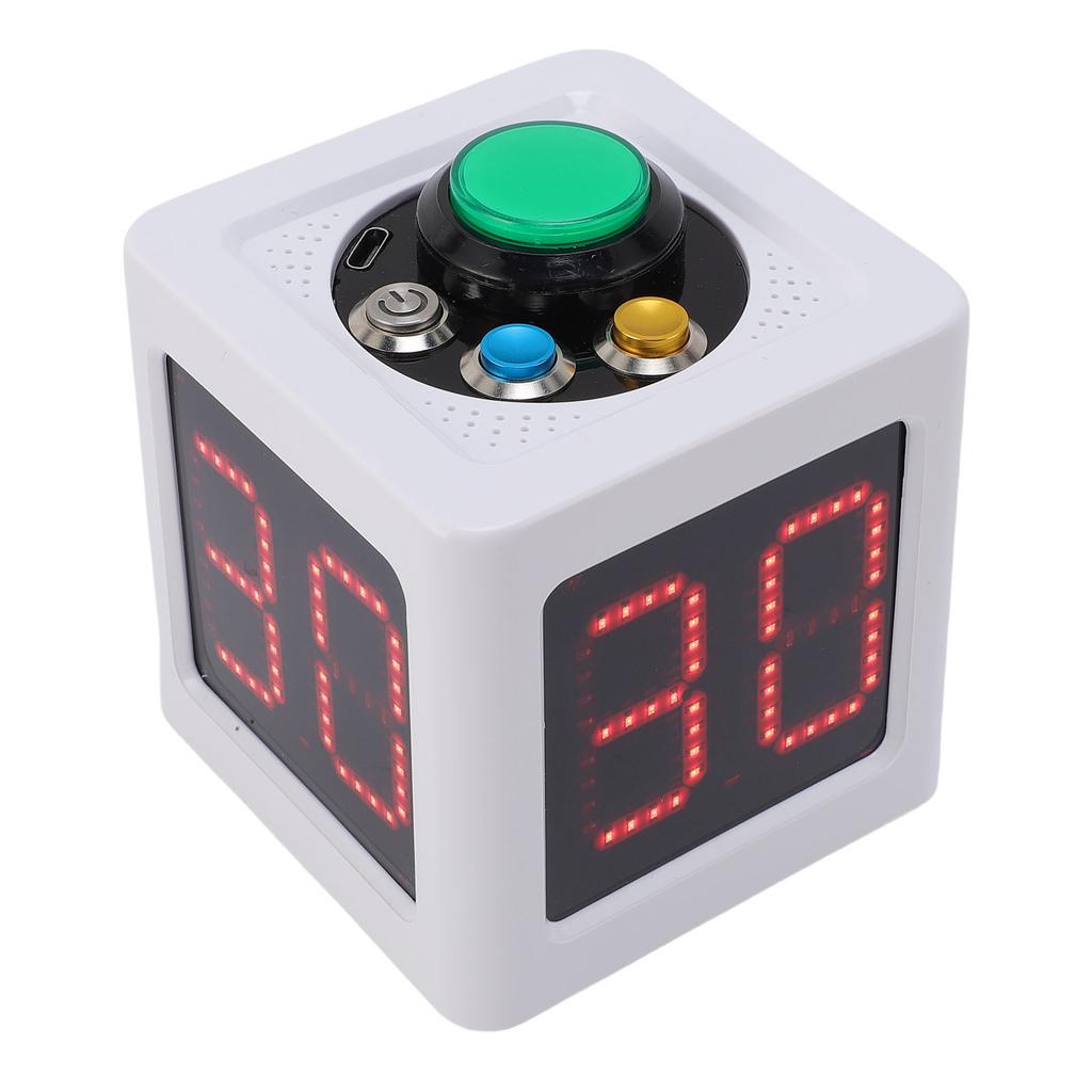 4 Sides Cube Timer Batteries Operated Accurate Seconds Countdown Timer for Chess Poker Race White