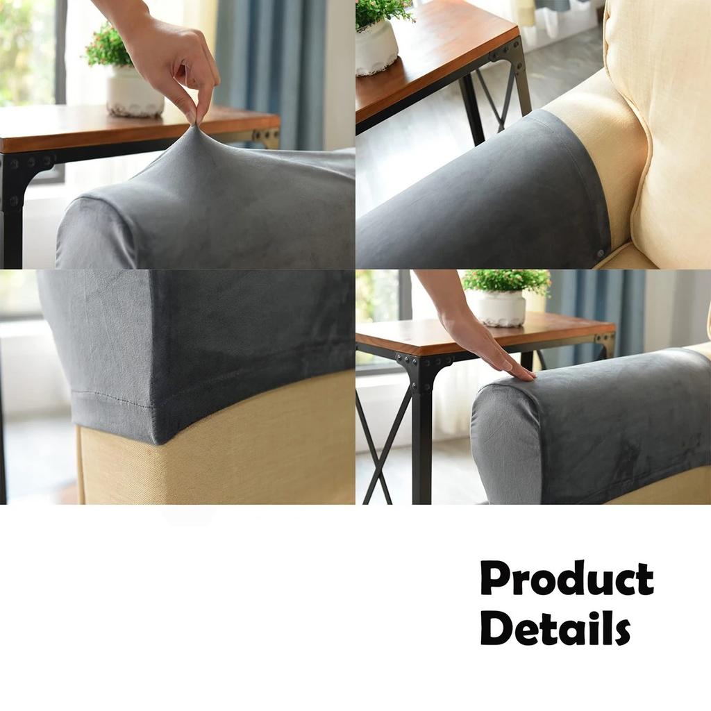 2pcs/1set Stretch Elastic Armrest Cover Premium Full Coverage Sofa Arm Protector Soft Anti-Slip Chair Arm Cover Set