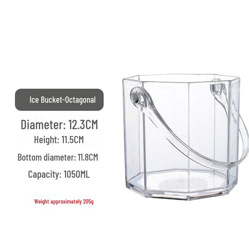 Transparent Plastic Ice Bucket with Tongs
