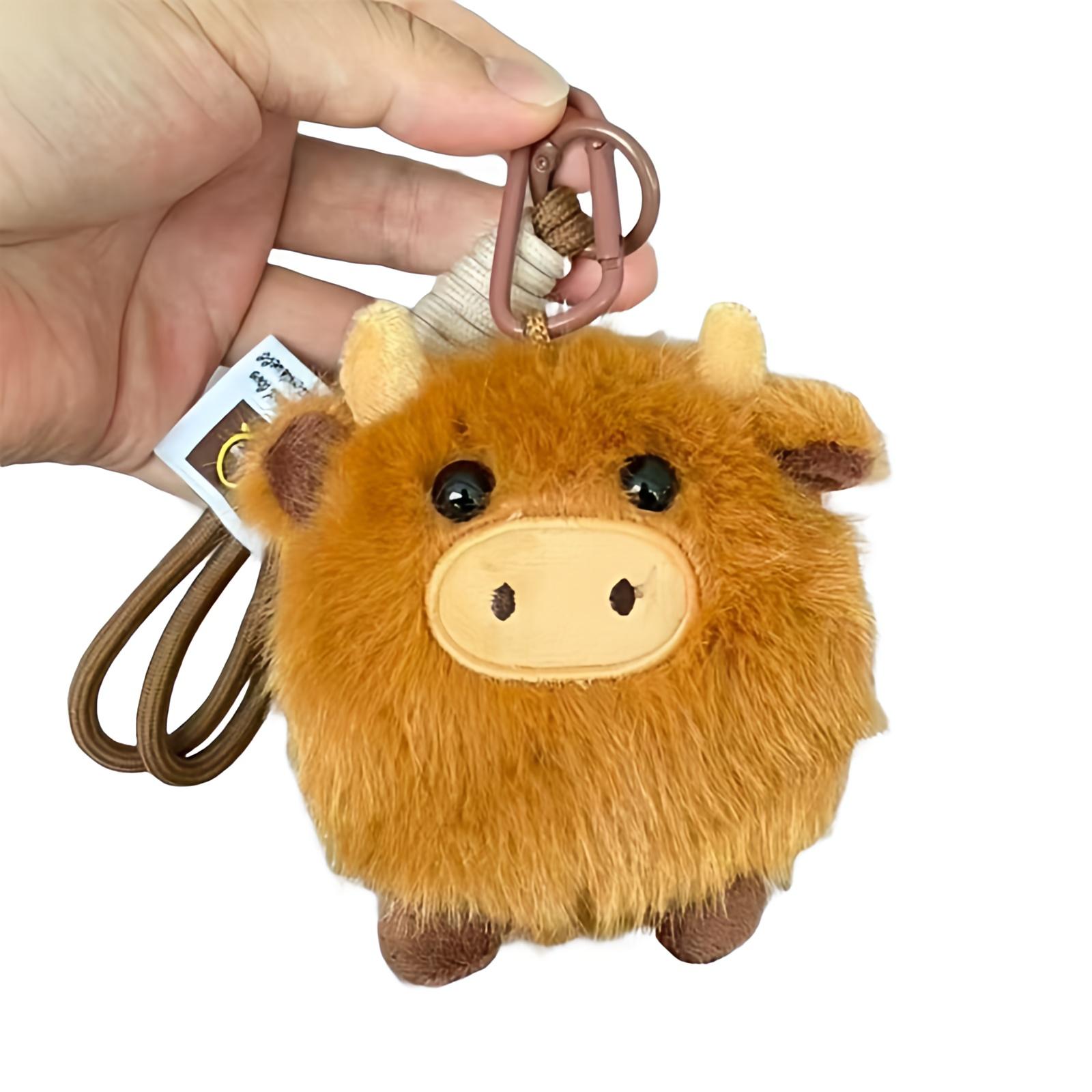 

Cute Highland Cow Plush Toy Simulation Cattle Plush Animal Pendant Bag Charm Soft Stuffed Kawaii Keychain Plushie Home Decor