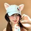 Cute Kitten Plush Ears Baseball Cap Women's Wide Brim Shows Face Small Soft Top Hat Sweet Versatile Cap Tide