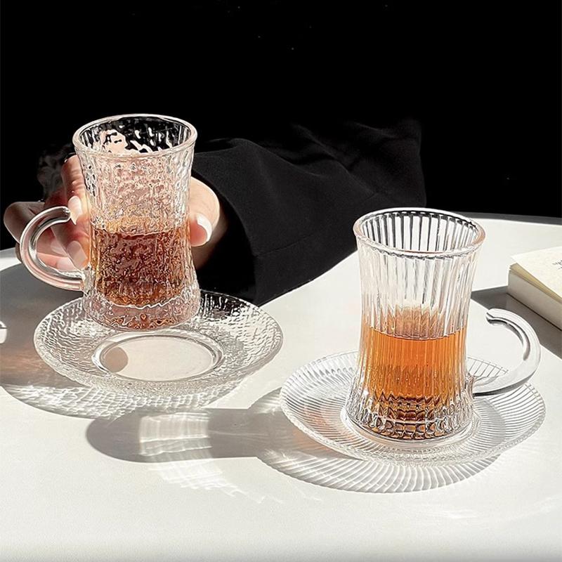 Turkish Coffee Cup And Saucer Set European Style Wine Glasses Cups Creative Coffee Cup Sets Engraved Wine Glasses Cup Cafe Tools
