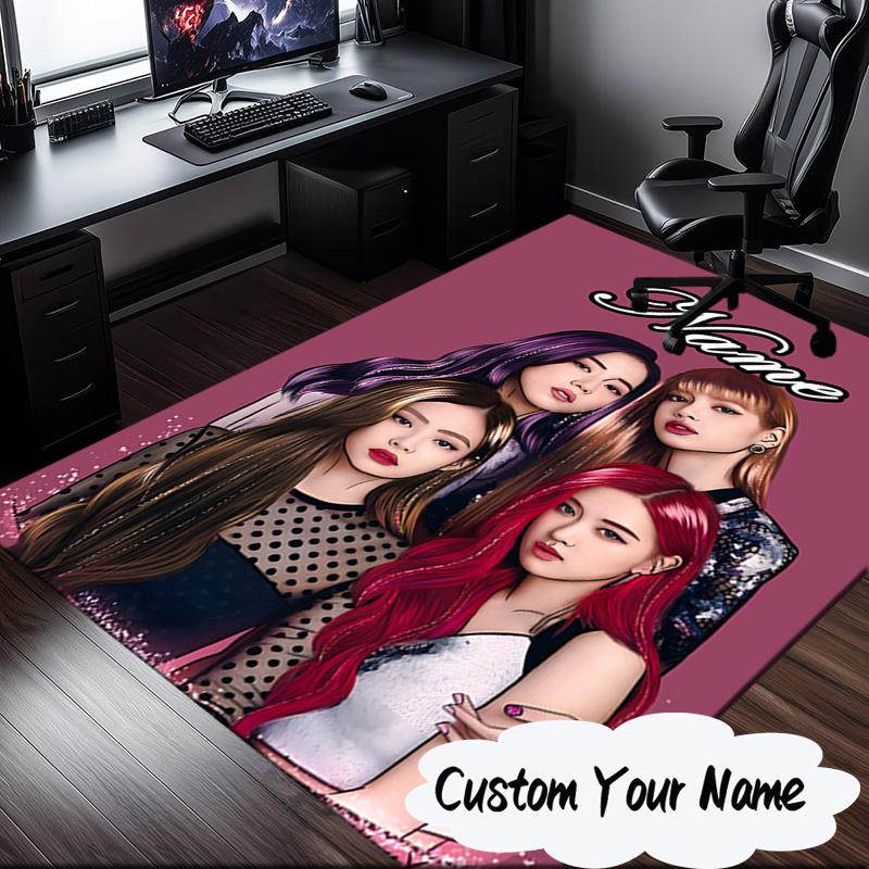 Custom Name Kpop Group Portrait Carpet, Chair Rug,Area Rug for Office Bedroom living rooms bedroom, Doormat decor Christmas fan gifts
