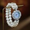 Vintage Double-row Pearl Elastic Strap Watch Kids Arabic Digital Dial Ladies Fashion Students Quartz Watches Girls Wristwatch