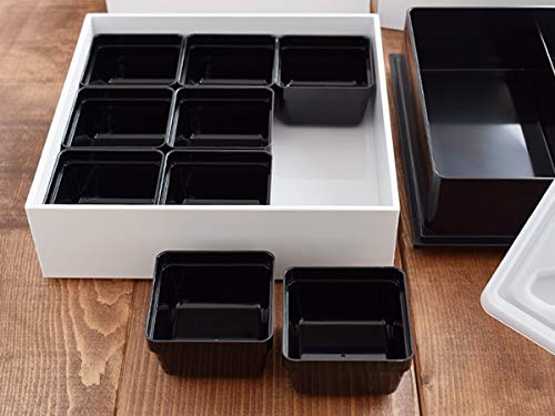 East Tableware, Japanese Modern Hors d'oeuvre Box, Square, 3-Tier, 18cm, White, with Dividers, Japanese Tableware, Osechi Jubako