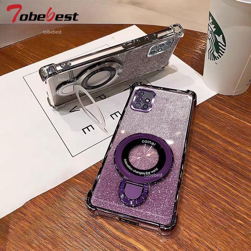 Glitter Plating Shockproof Case For Samsung Galaxy A51 A71 A21S A20 A30 A50 A70 A10S A20S 4G Magnetic Holder Bracelet Cover