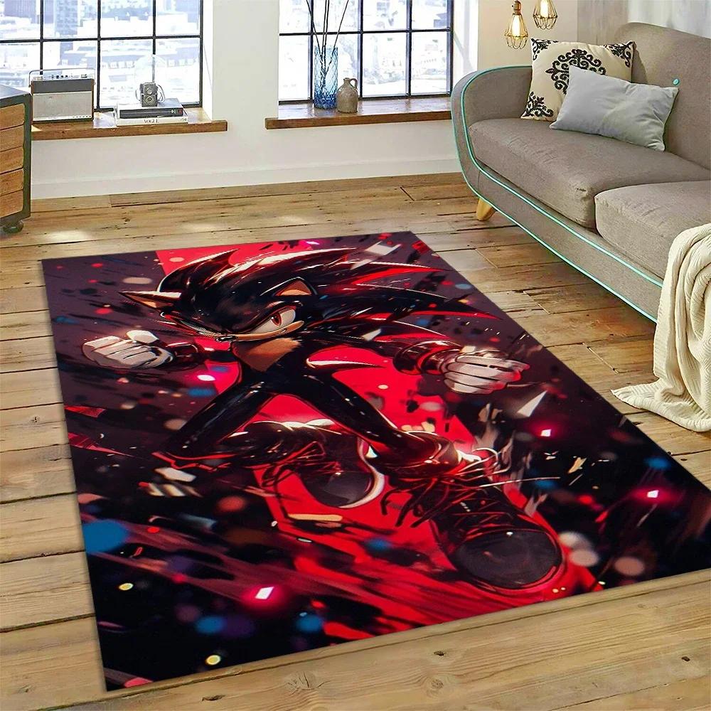 Game Anime 3D S-Sonic Cartoon Carpet Rug for Bedroom Living Room Home Sofa Decoration,Children Game Large Decor Floor Mat Gift
