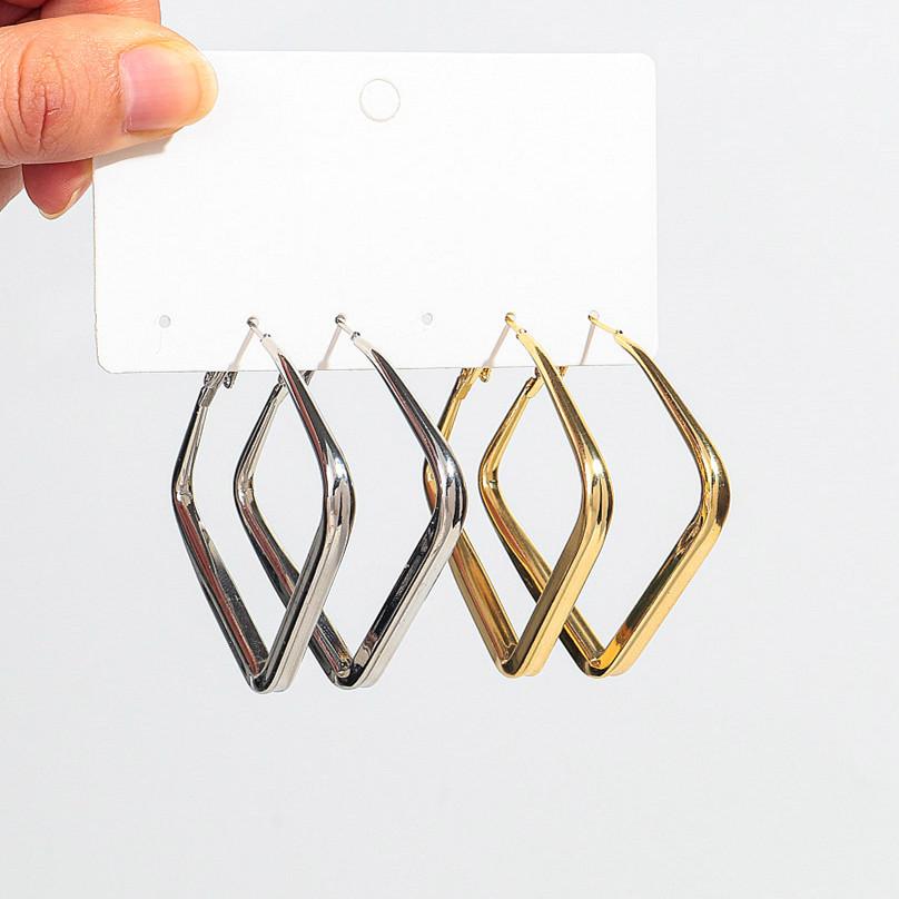 2pair Gold Sliver Color Square Hoop Earrings for Women Punk Geometric Huggies Earing Bijoux Hip Hop Party Jewelry Set Trend Gift