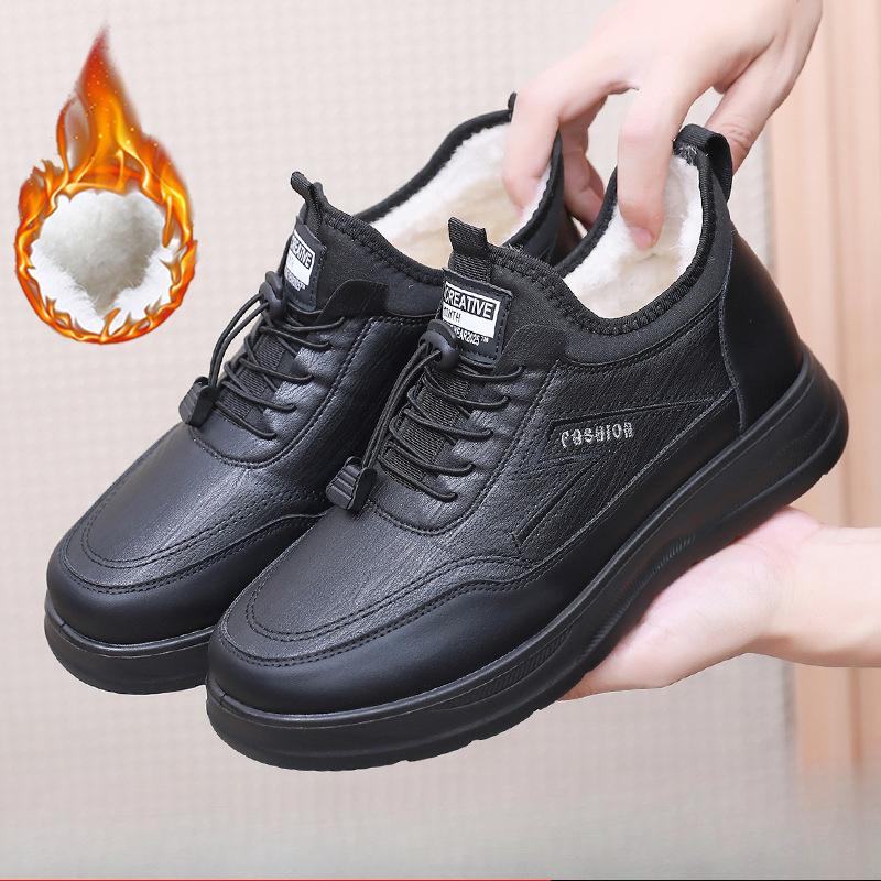 

Мужские и женские зимние сноубутсы Нескользящие на шнуровке короткие ботильоны плюшевая подкладка теплые и удобные водонепроницаемые кроссовки для ходьбы 43