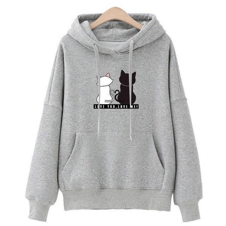 Cozy Girl Hoodie Sweatshirt With Printed Design For Autumn Winter Casual Wear