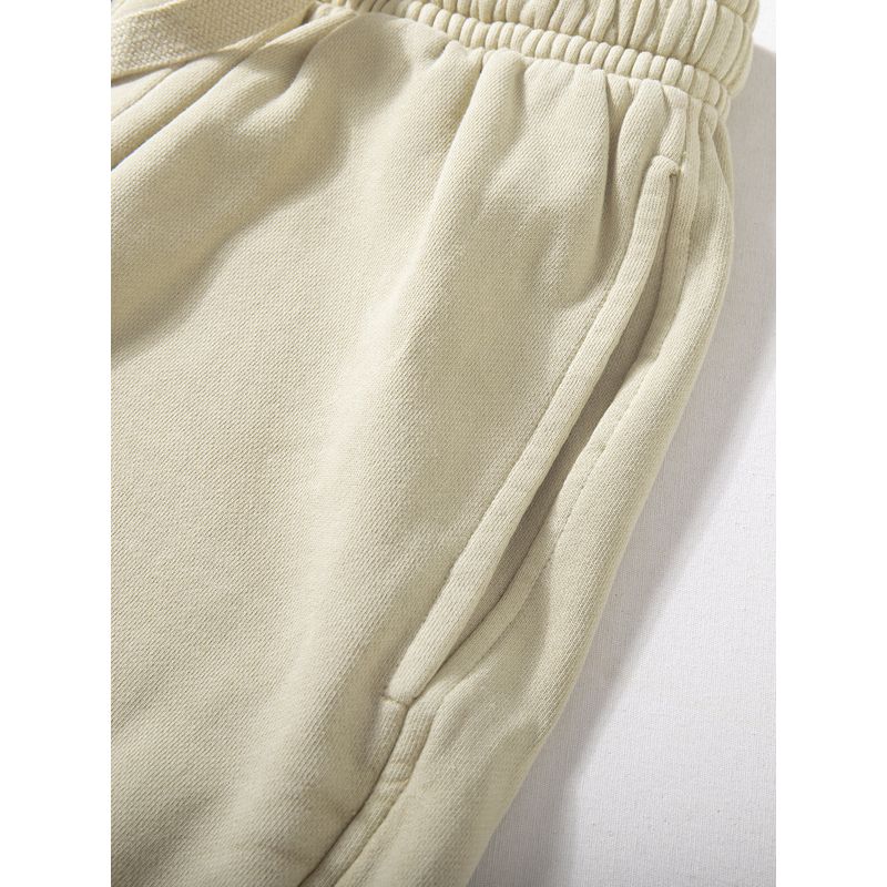 Japanese-Style Men's Summer Shorts, Heavy-Duty Washed Vintage Cotton Terry Sweatpants, Fashionable Loose Straight Five-Point Pants