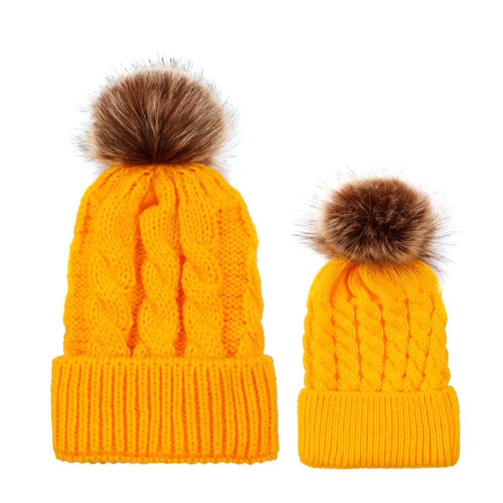 Winter Warm Women Knitted Crochet Wool Hat Hair Ball Earmuffs Caps Infant Toddler Kid Cute Hairball Beanie Cap