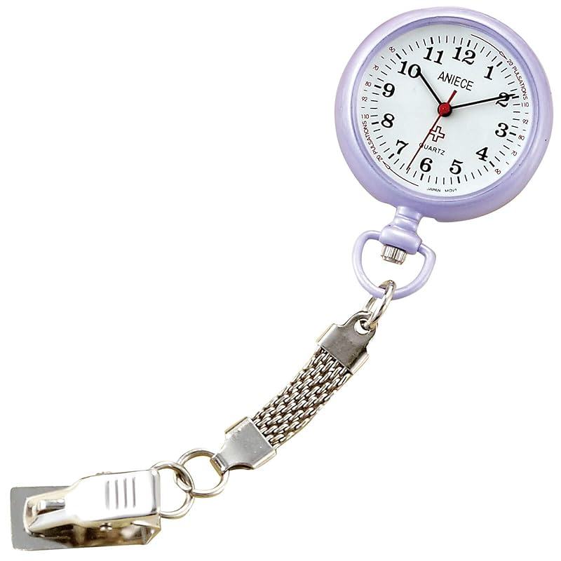 

[Enfamie] nurse watch strap nurse clock 14 colors to choose from upside down dial With pulse memory short chain purple