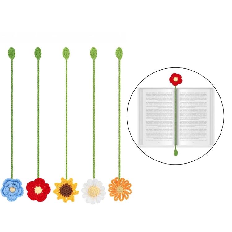 5 Pcs Knitted Daisy Book Markers Reading Bookmarks Crochet Flowers Page Markers Lovely Bookmarks for Book Lover