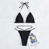 Women's Separate Sexy Bikini Color Chain Hanging Neck With Steel Bracket No Chest Pad Swimsuit