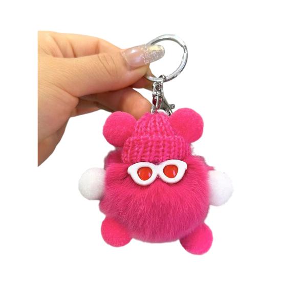 Yousheng Keychain Plush Rabbit Fur Cartoon Doll Shape Bag Charm Car Keychain Decorative Accessory Emotional Support Gift