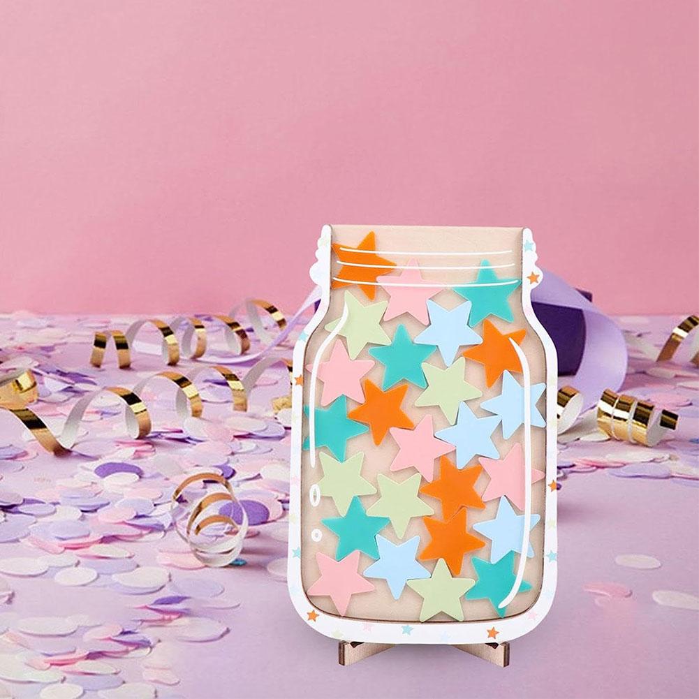 1Pcs Kids Reward Jar With Star Dinosaur Classroom Reward Jar with Standing Base Token Chore Chart Wooden Megnetic Reward Jar