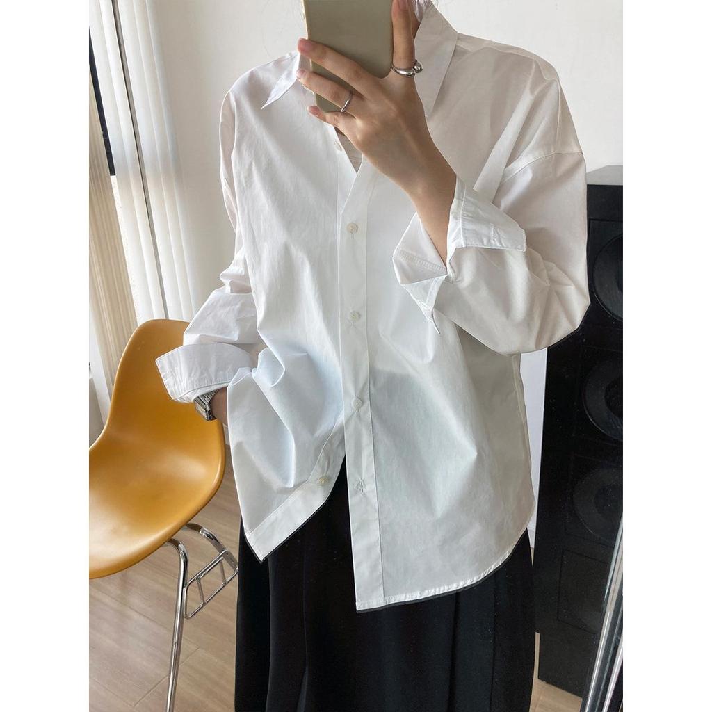 LUXI Autumn 60s Cotton Women's Casual Long Sleeve Shirt - Simple Loose Outerwear 319