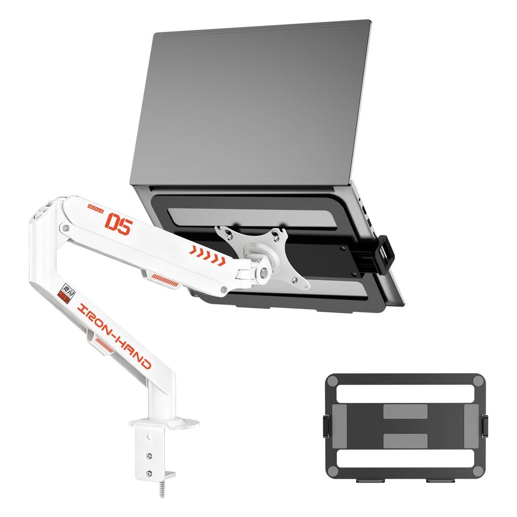 JINRAIKO Laptop Arm Desk inch Gas Spring Load VESA 360 Degree Aviation Aluminum Heat Cable Management Mount, 11.3-17.3 compatible, Type, 0-6kg